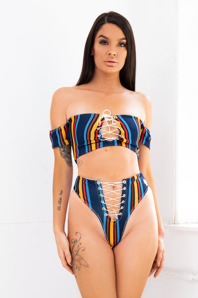SENIA bardot off shoulder micro thong bikini set sale